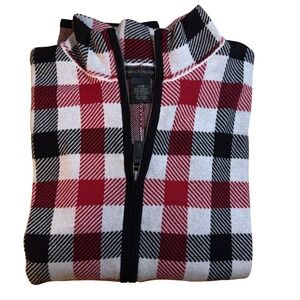 Preswick & Moore Plaid Fall Poncho Zip Up Cape Shawl Preppy Red Black White S/M